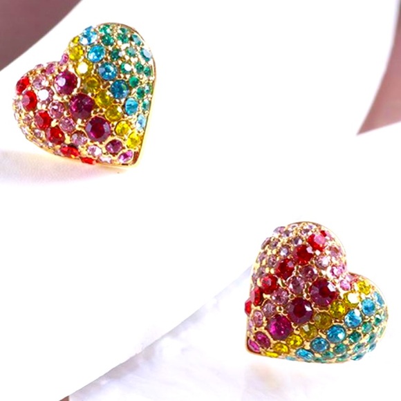 New Kate Spade On The Dot Rainbow Collection Heart Studs - Picture 8 of 9
